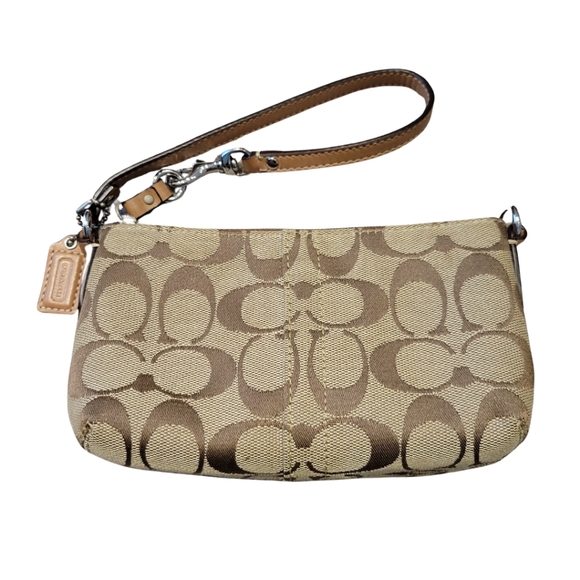 Coach Canvas Mini Purse Wristlet Signaure Sufflette Print - Picture 2 of 11